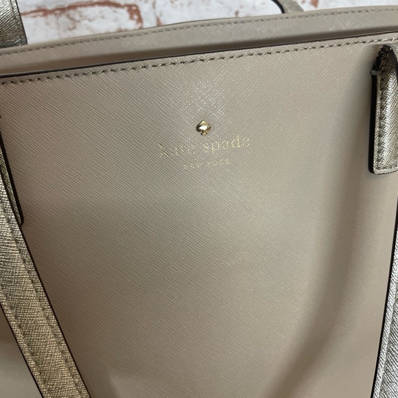 Kate Spade Taupe Tote with Metallic Straps - Picture 2 of 10